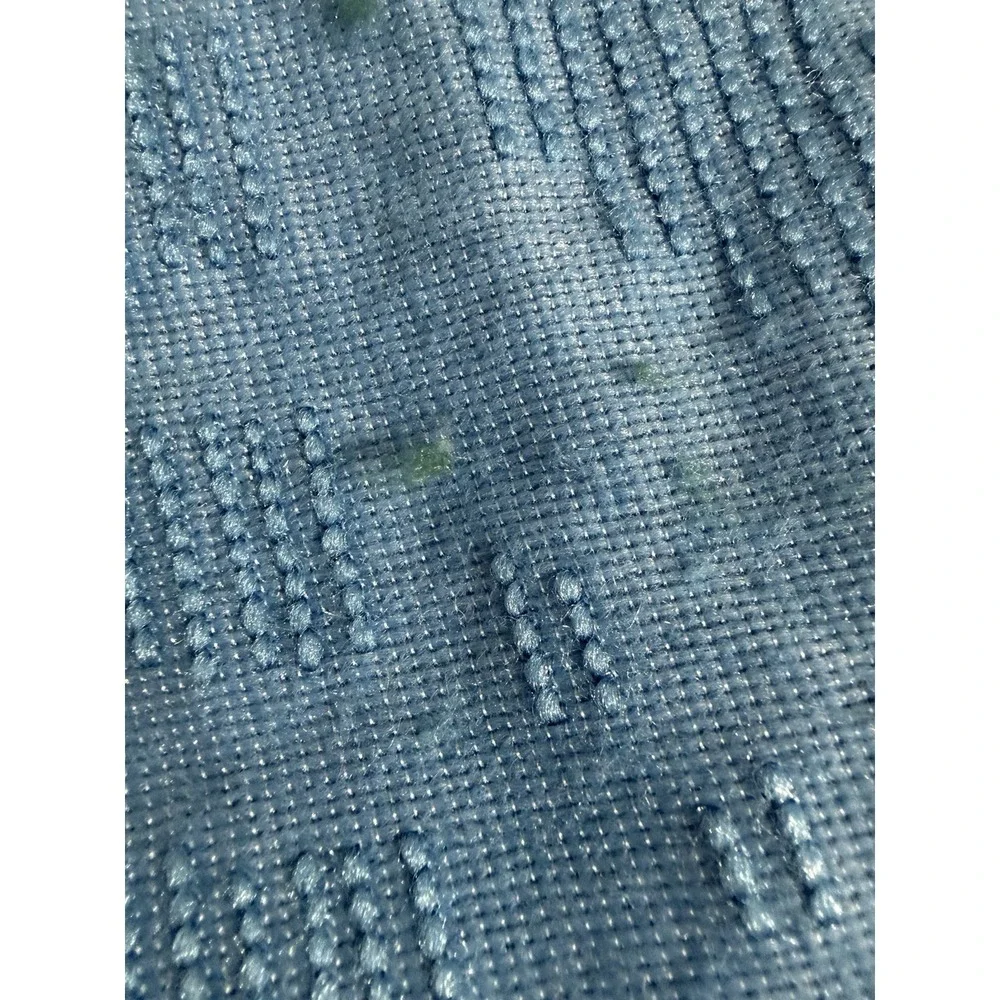 Vintage 1950's Twin Blue Floral Medallion Chenille Bedspread 72